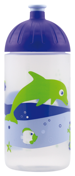 ISYbe Kinder-Trinkflasche, Fische retro 0,5L, BPA-frei, auslaufsicher, Kohlensäure geeignet