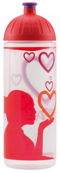 ISYbe Schul-Trinkflasche, Love 0,7L, BPA-frei, auslaufsicher, Kohlensäure geeignet