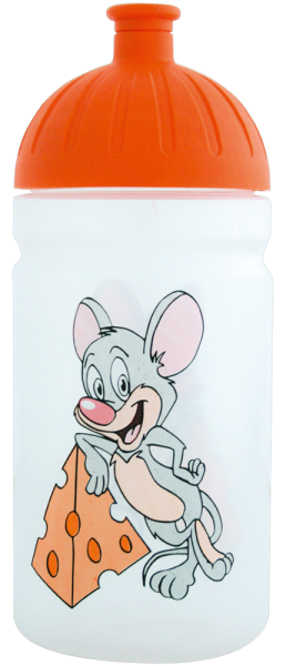 ISYbe Kindergarten-Trinkflasche, Maus 0,5L, BPA-frei, auslaufsicher, Kohlensäure geeignet