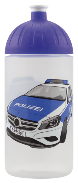 ISYbe Kinder-Trinkflasche, Polizeiauto 0,5L, BPA-frei, auslaufsicher, Kohlensäure geeignet