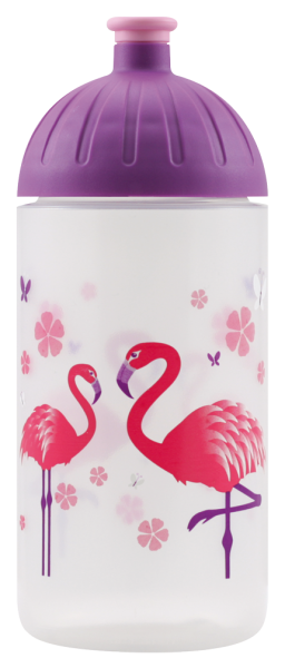 ISYbe Kinder-Trinkflasche, Flamingo 0,5L, BPA-frei, auslaufsicher, Kohlensäure geeignet