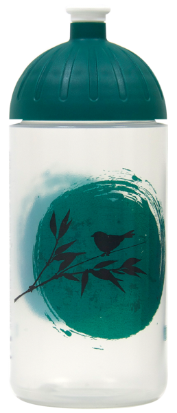 ISYbe Trinkflasche transparent Vogel Japan grün 0,5 L
