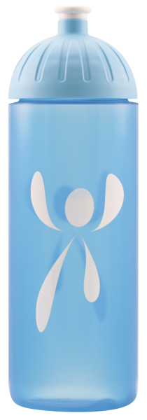 ISYbe Fitness-Trinkflasche, Logo blautransparent 0,7L, BPA-frei, auslaufsicher, Kohlensäure geeignet