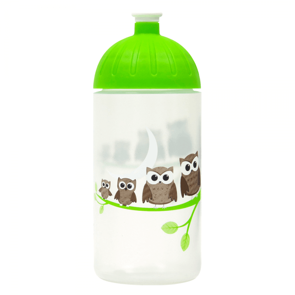 ISYbe Kinder-Trinkflasche, Eule 0,5L, BPA-frei, auslaufsicher, Kohlensäure geeignet