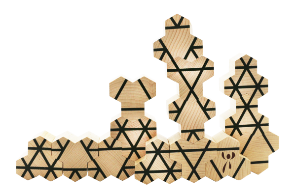 ISYbe HOTZ Framework Holzbausteine für Kinder, geometrisches Puzzle, kreativ, ökologisch