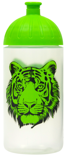 ISYbe Trinkflasche transparent Tiger grün 0,5 L